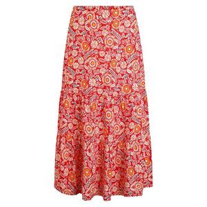 Weird Fish Womens/Ladies Cassis Printed Tiered Midi Skirt / Tango Red
